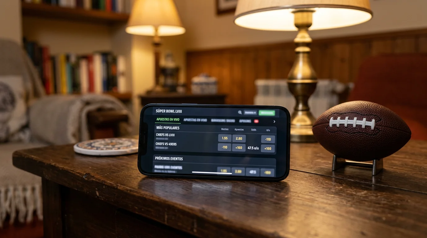 Apostar al Super Bowl desde España con licencia DGOJ en un dispositivo móvil